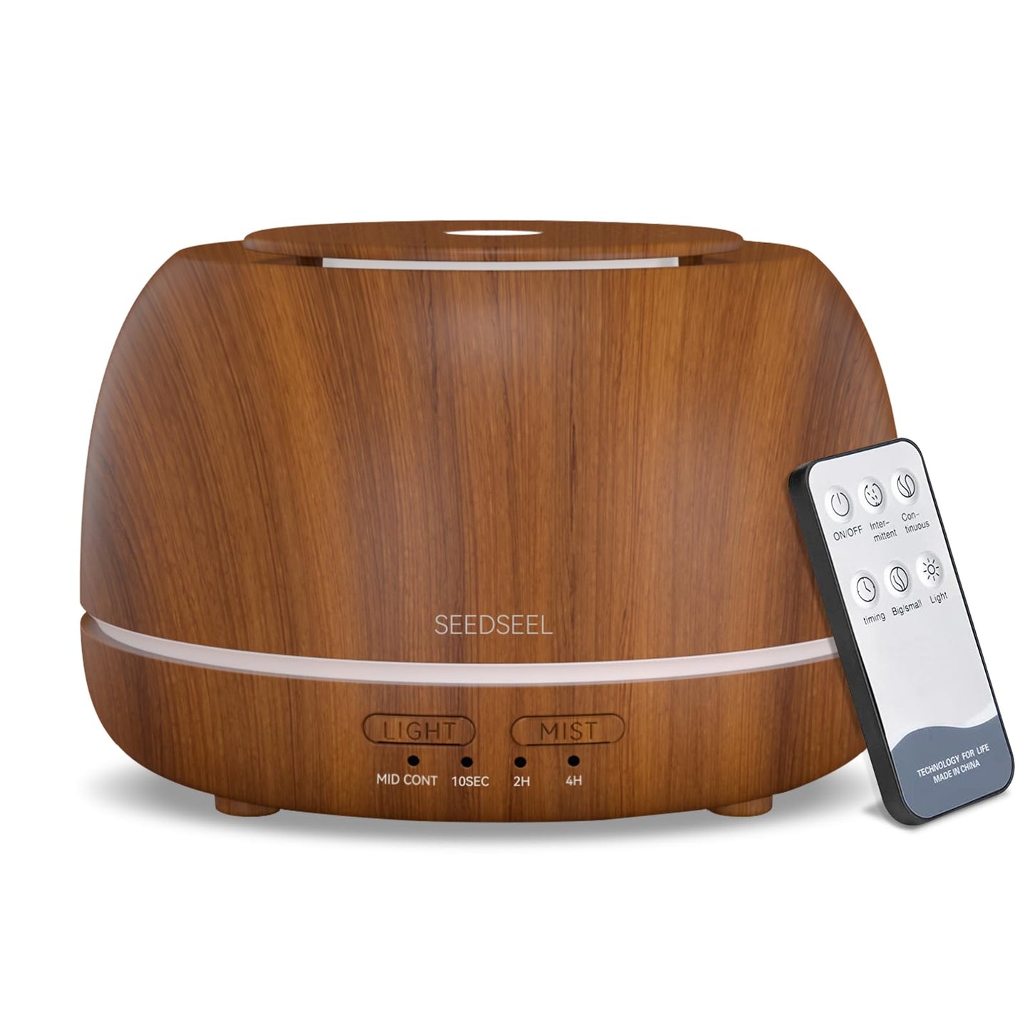 SEEDSEEL 300ML Essential Oil Diffuser with Remote Control,7 LED Colour Lights,4 Timer, Quiet,Ultrasonic Aromatherapy Diffuser for Bedroom, Living Room, Desk,Office
