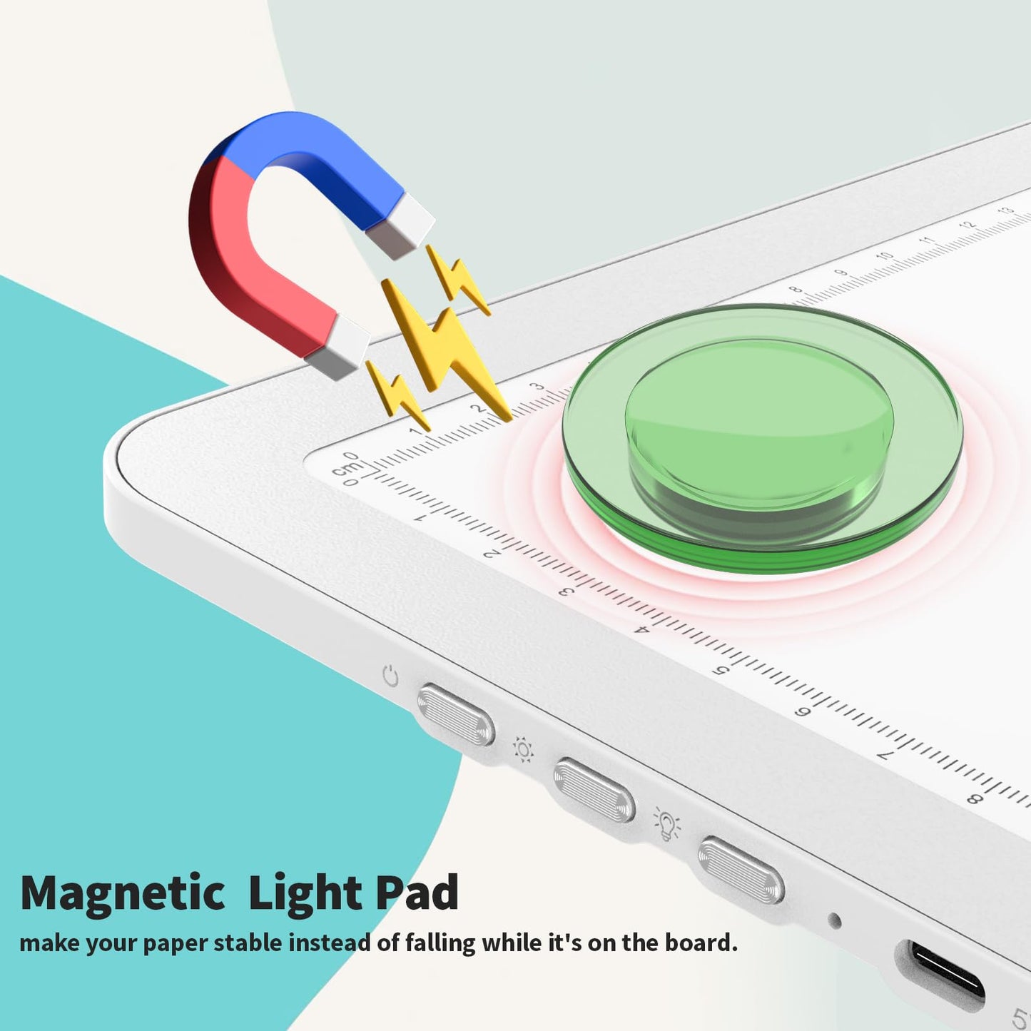 Elice Rechargeable A4 Light Pad with Carry Bag, Magnetic LED Light Board with Physical Button, Super Bright Diamond Art Light Pad, Ultra-Thin Light Box for Tracing, Weeding, Diamond Painting -White