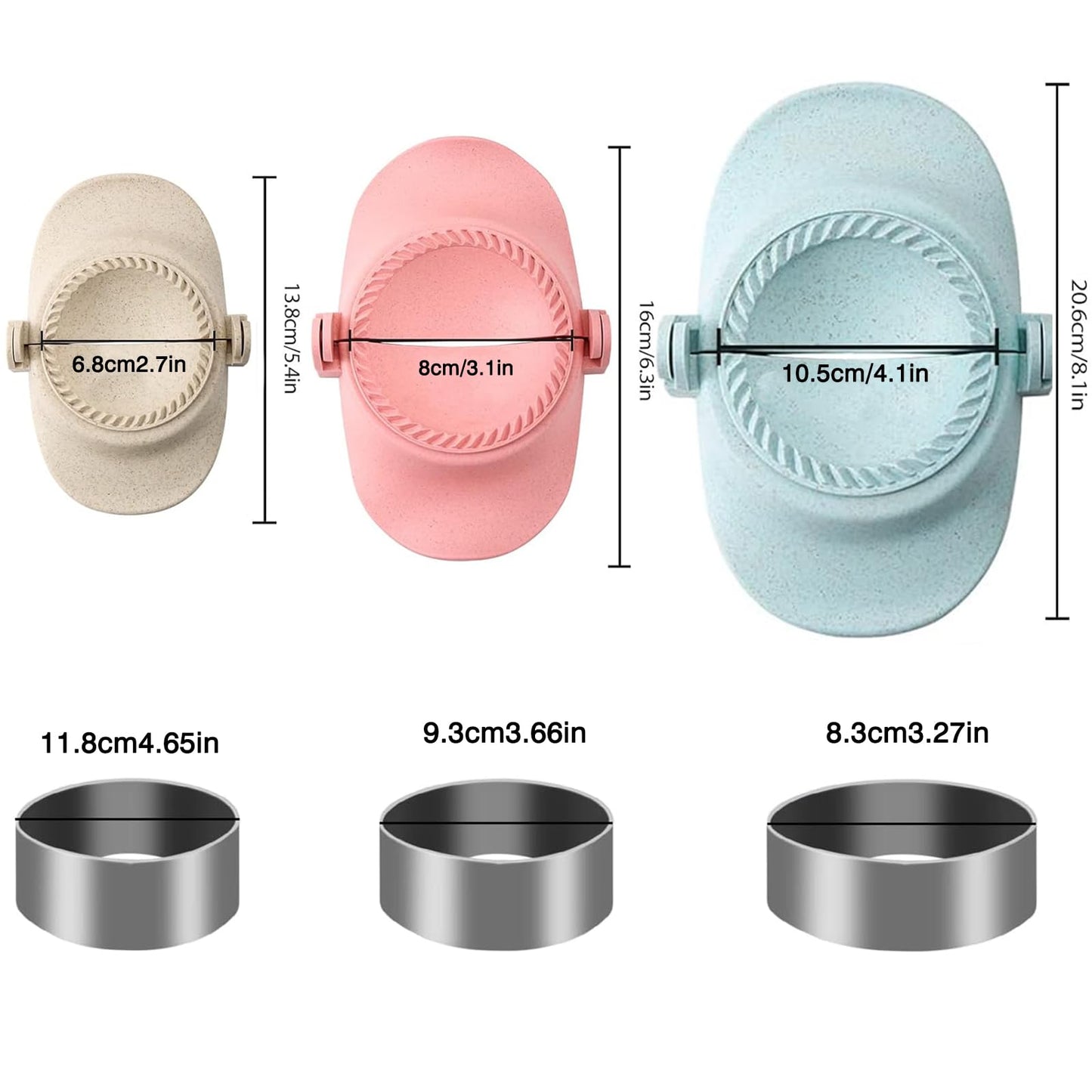 Dumpling Maker, Empanada Maker Press Tortilla Folder Ravioli Maker, Mold Stuffed Cookies Pie Ravioli Multifunctional 3 Sizes(4.1"/3.1"/2.7")