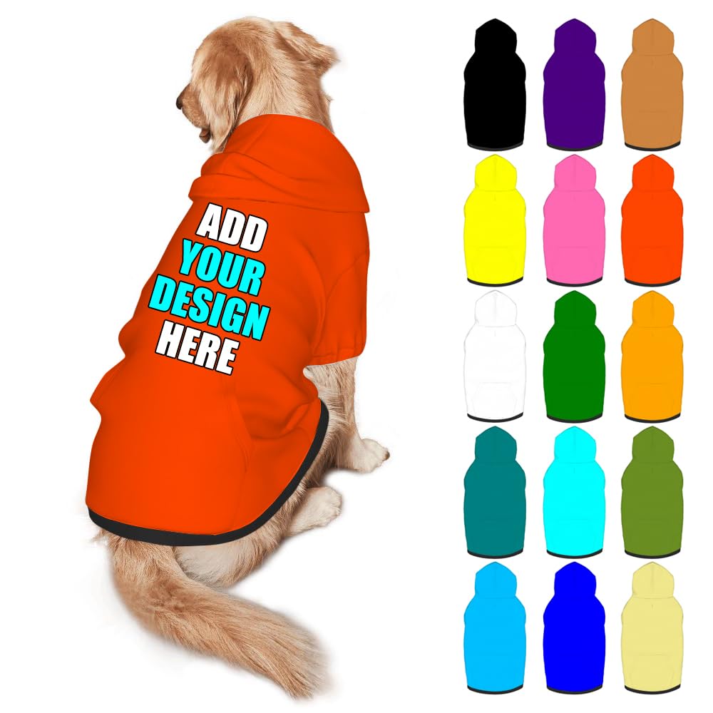Mynvzrk Custom Dog Hoodie Personalized Photo Text Logo Name Dog Clothes, Soft & Warm for Puppy Sweatshirt Hooded for Small Medium Large Dogs Girl/Boy Cats/Kitten, Brown, S