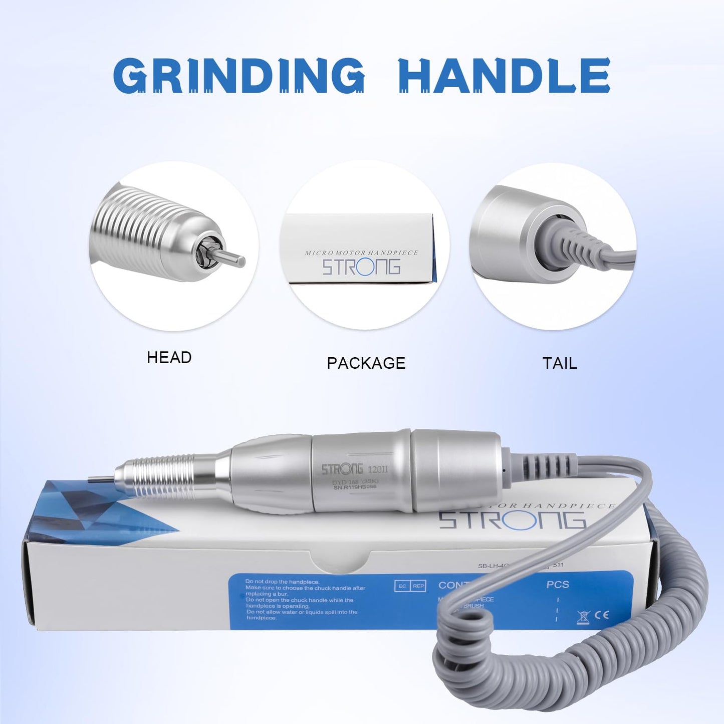 Electric Nail Art Drill Pen 35000RPM Manicure Tool Nail Drill Accessories(Silver)