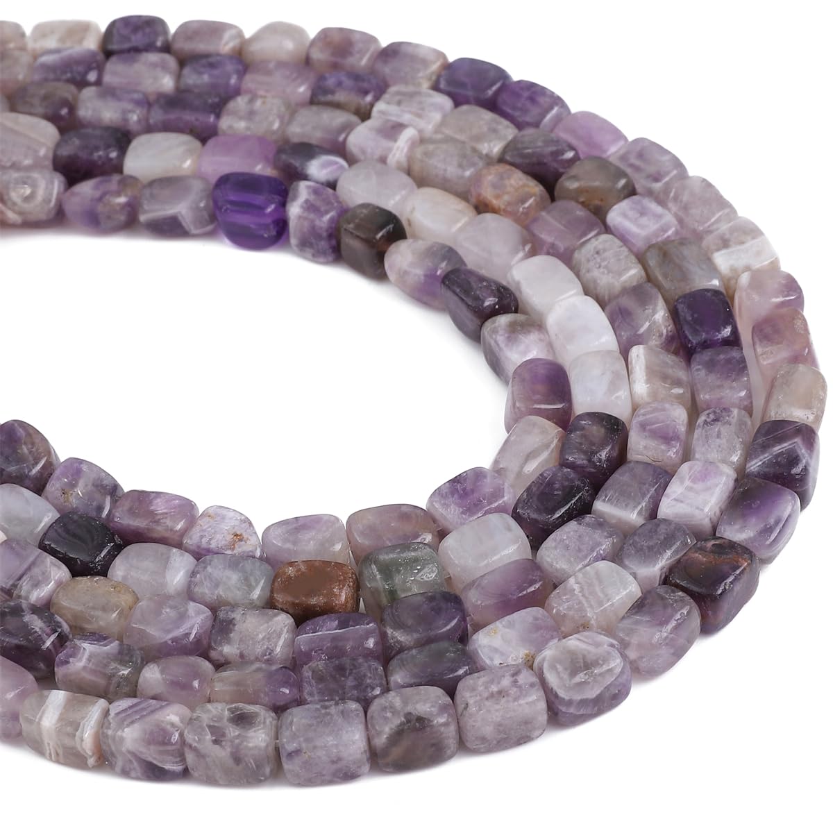 BEADIA Natural Amethyst Cuboid Stone Loose Semi Gemstone Beads for Jewelry Making 8mmx12mm 38cm/Strand