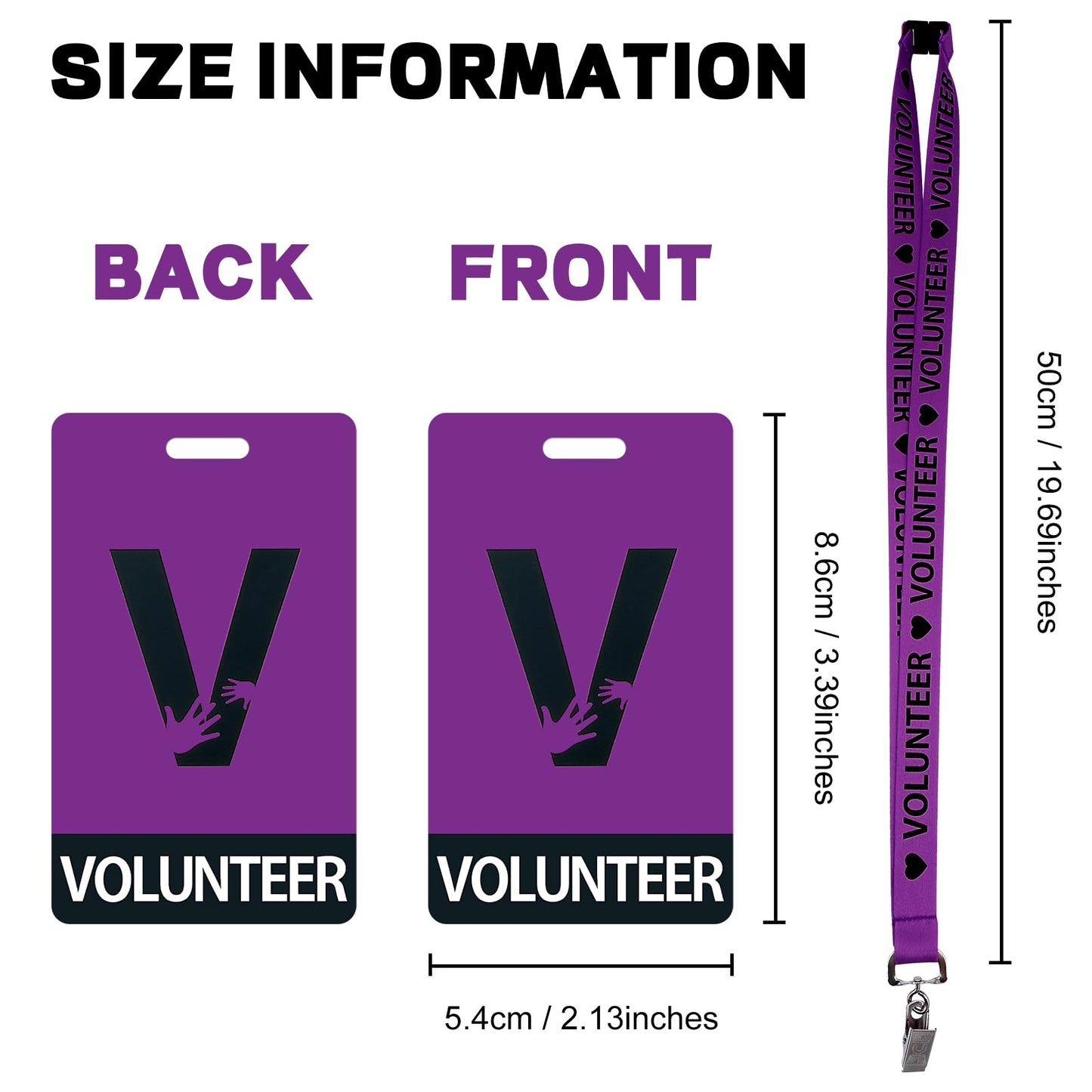 Colarr 25 Pack Volunteer Lanyard with PVC Plastic Card Pass Volunteer Identification ID Badges Bulk Breakaway Lanyard for Activity, Fundraising, Church, School, Events(Purple)