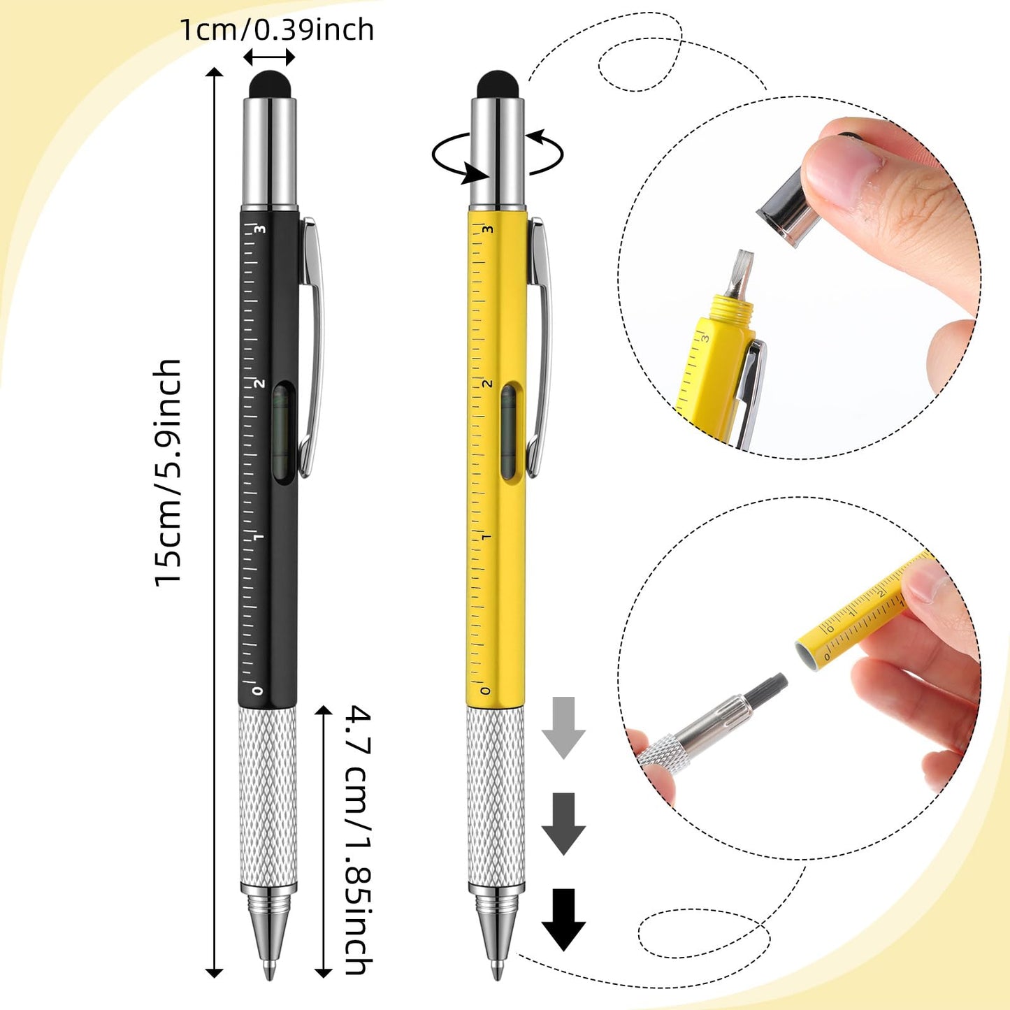 Yeaqee 30 Pcs Multi Tool Gifts For Men 6 In 1 Screwdriver Multi Tool Pens With Stainless Steel Keychain Multi-function Pens Bulk Men Gifts For Dad Husband Father's Day Birthday (Classic Color)