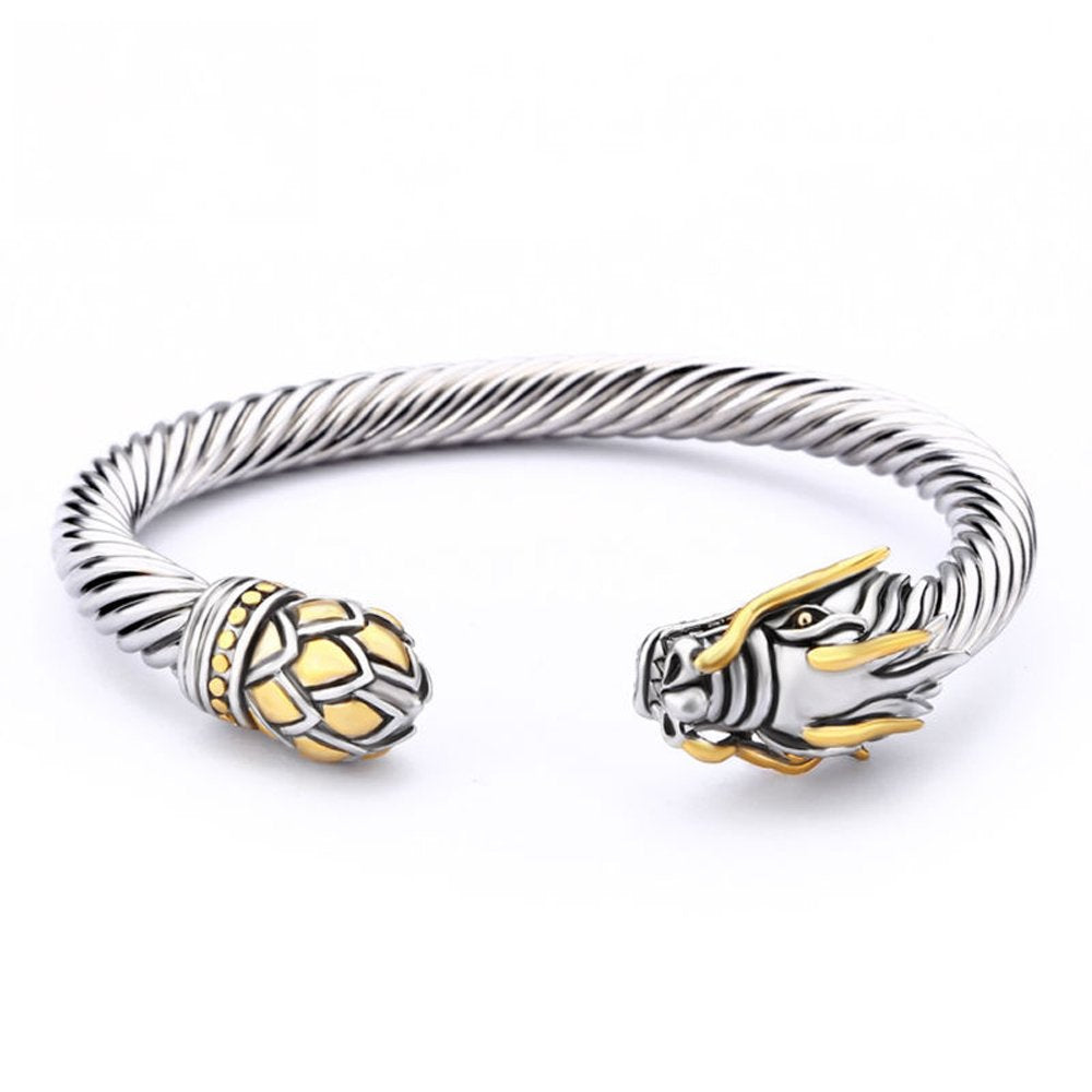 UNY JEWEL Jewelry Chinese Dragon Twisted Cable Wire Bracelet Cuff Bangle Vintage Cable Classics (Dragon Cable Cuff)