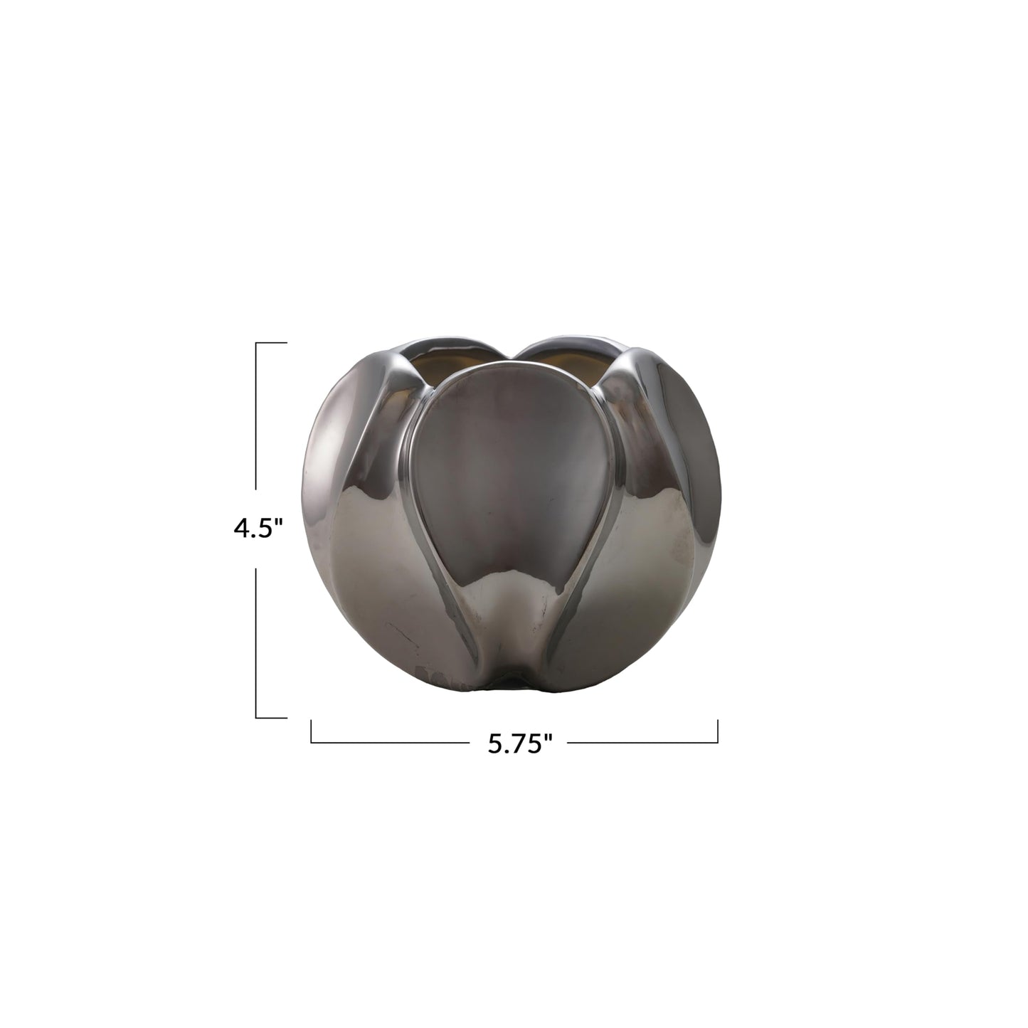 Bloomingville Round Stoneware Planter, Chrome Glazed