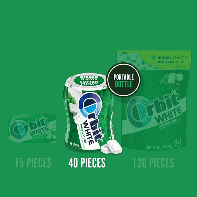 ORBIT Gum Sugar-Free - ORBIT White Spearmint Chewing Gum, 40 Count (Pack of 4) Bulk Box