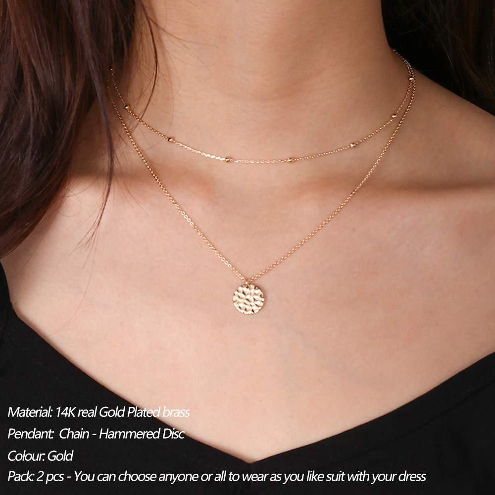 Turandoss Disc Layering Necklaces Handmade Jewelry Choker Delicate Necklace Simple Choker Necklace for Women