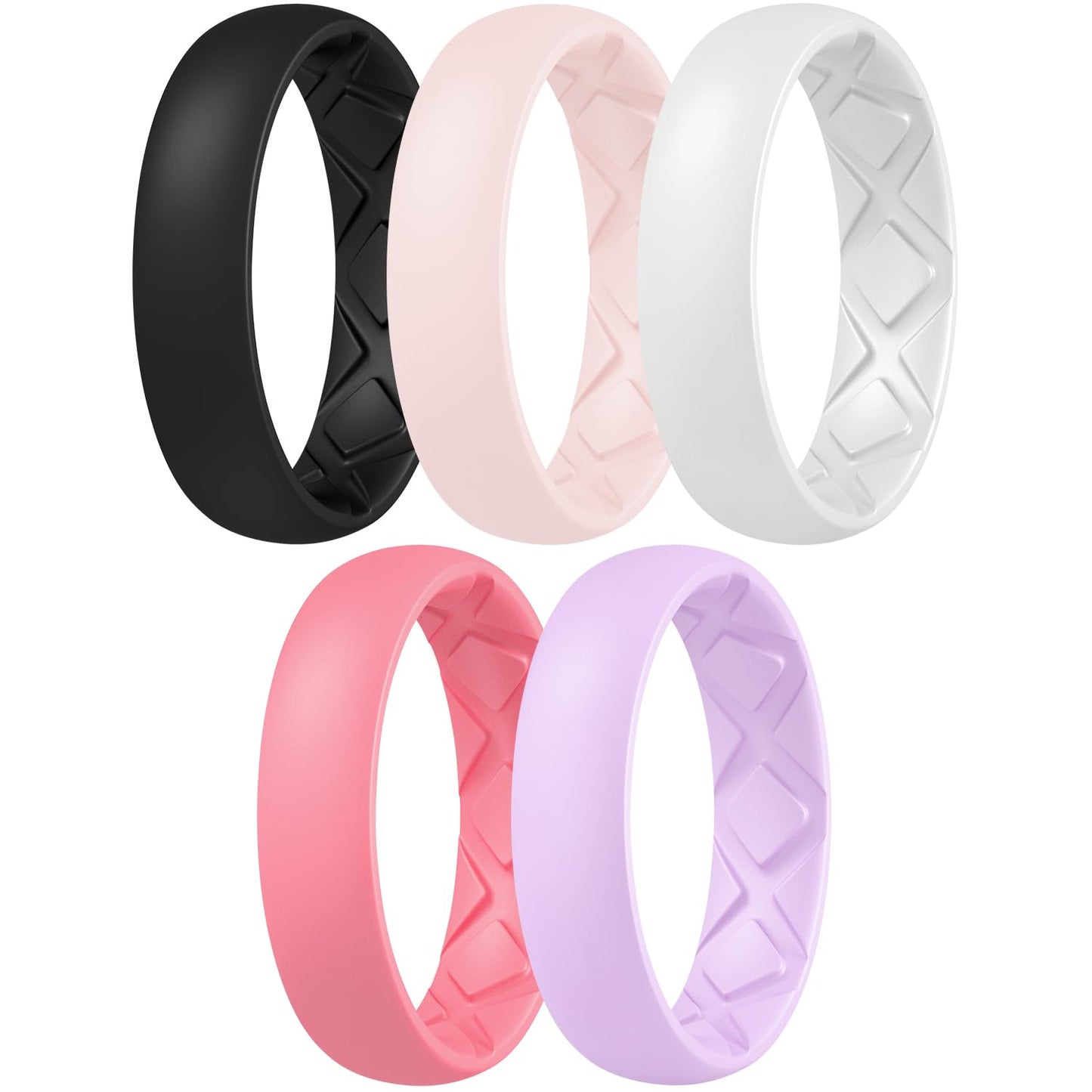 Egnaro Women’s Silicone Engagement Rings, Inner Arc Ergonomic Breathable Design with half sizes, Rubber Wedding Bands，5.5mm Wide-2mm Thick