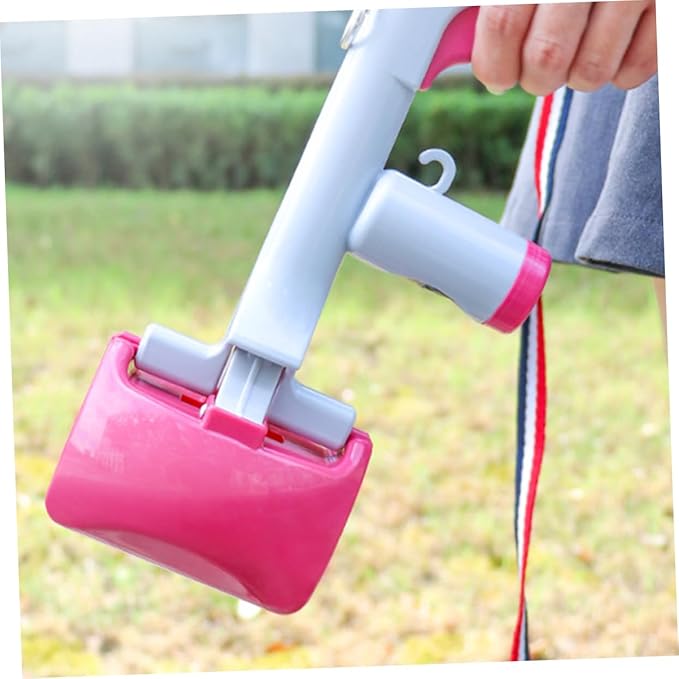 SEWOART Poop Scoop Handle Waste Pickup Shovel for Dogs and Cats Outdoor Cleaning Tool Rosy Easy One-Handed for Quick Cleanups