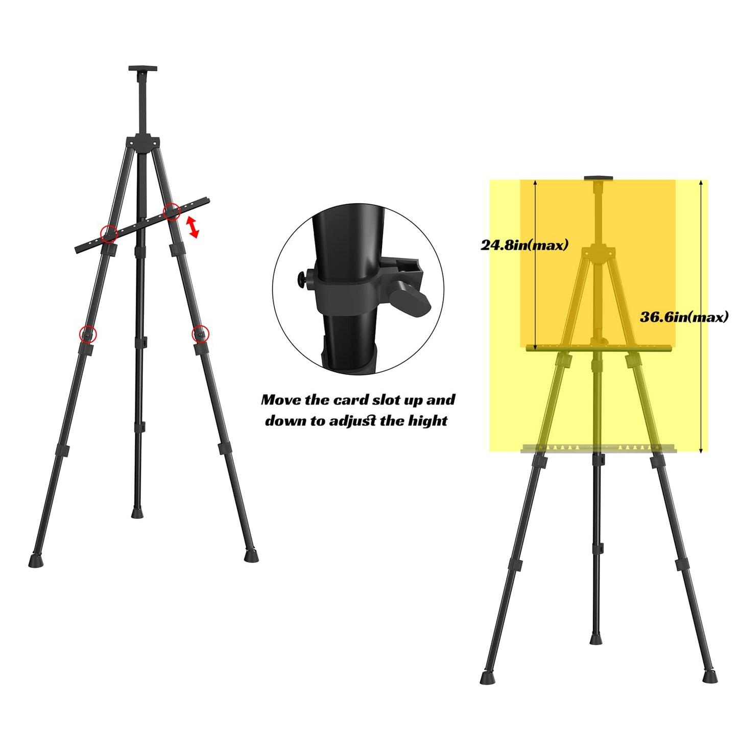 Easels for Painting Canvas, Aredy 66" Art Easel for Drawing, Portable Painting Easel Stand, Metal Table Top Easel