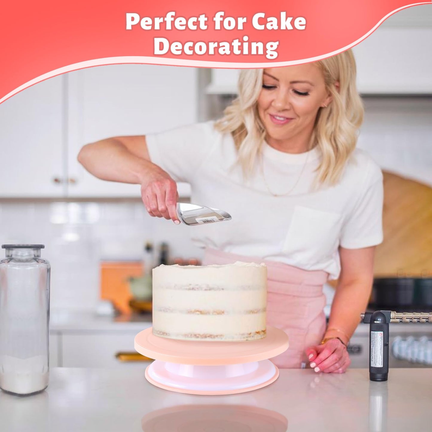 FGASIDYO 107PCS Cake Decorating Kit Includes Revolving cake turntable for decorating, Icing Bags and Tips Set, 2 Spatulas, 3 Cake Scraper, 25 Piping Bags, frosting piping kit, and 3 Coupler for Baking