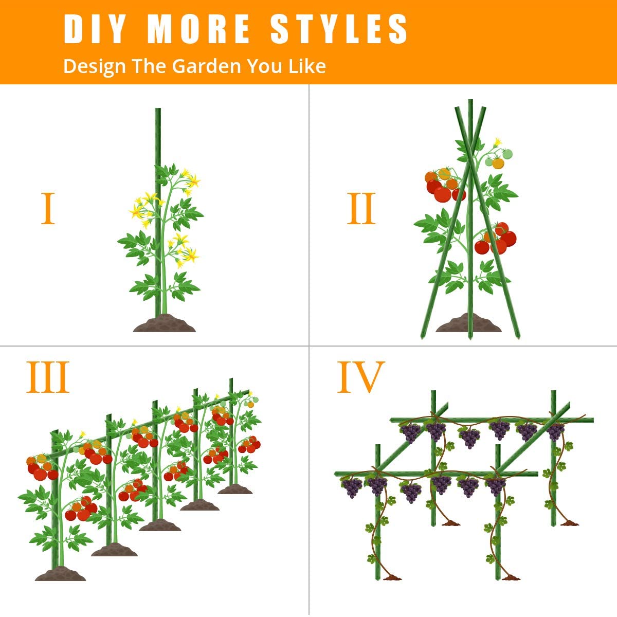 LAVEVE Garden Stakes 36 Inches Heavy Duty Steel Tomato Stake, Plastic Coated Support for Securing Trees, Climbing Plants, Cucumber, Beans, Pack of 20