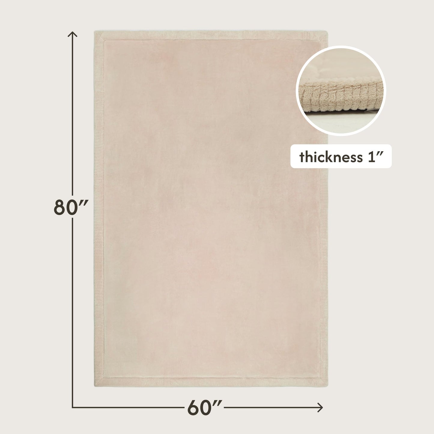 Hakuna Matte CloudSoft Mat for Floor 60" x 80" Beige – Coral Velvet Memory Foam Rug – Non-Slip, Water-Resistant