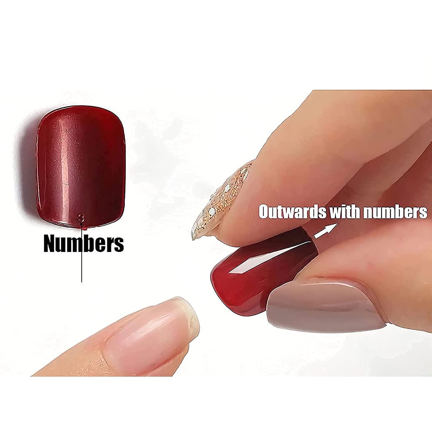 MISUD Press on Nails - Long Square Fake Nails with Pink, Acrylic Flower Cherry Design 24 pcs