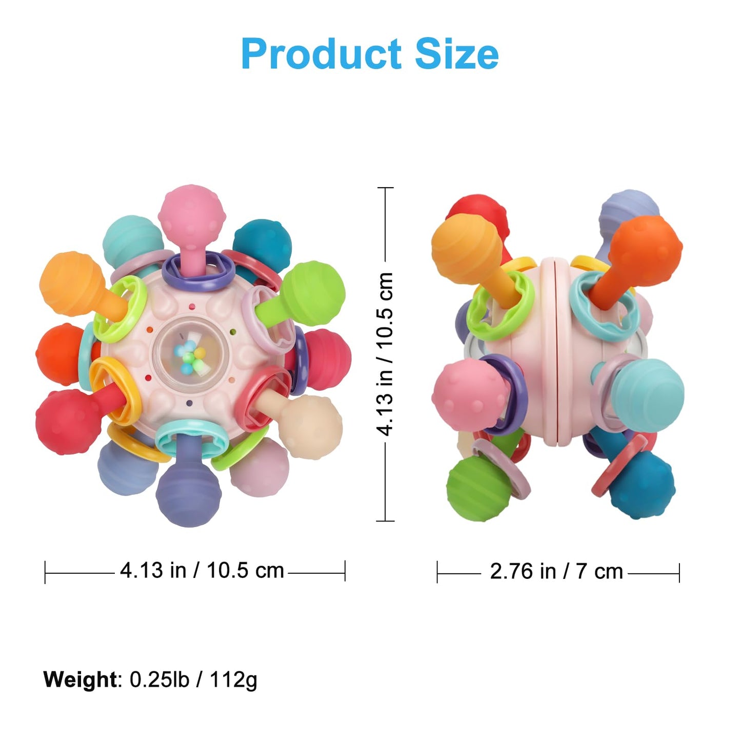 TOHIBEE Baby Montessori Sensory Teething Toy + Baby Teething Ring for 0-6 6-12 Months