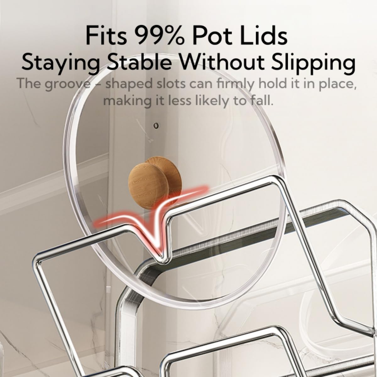 Lightinner Stainless Steel Pot Lid Rack, Kitchen Pot Lid Storage Organizer, Multi Functional Countertop Spoon Holder While Cooking, Silver, Double-Layer Model