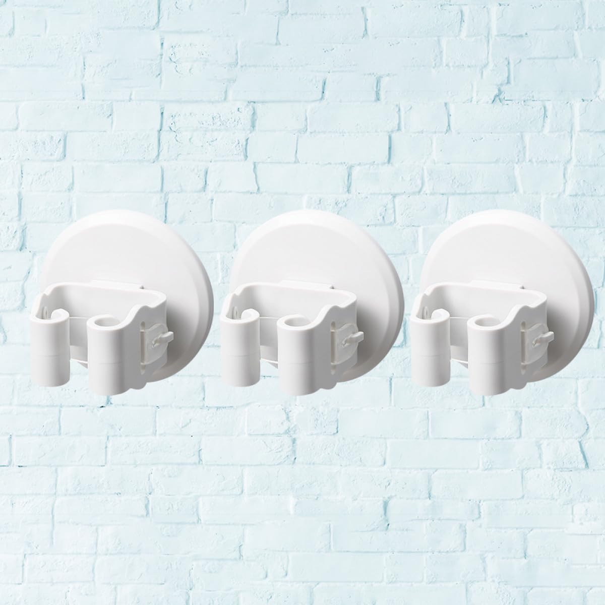 Mop and Broom Holder Suction Cup Clamp 3pcs White Wall