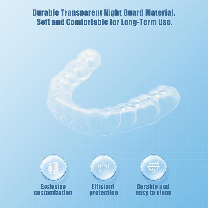 Custom Night Guard for Bruxism/Grinding/TMJ at Night, Bite Mouth Guard for Teeth Clenching Nighttime, for Adults & Kids (One Guard)