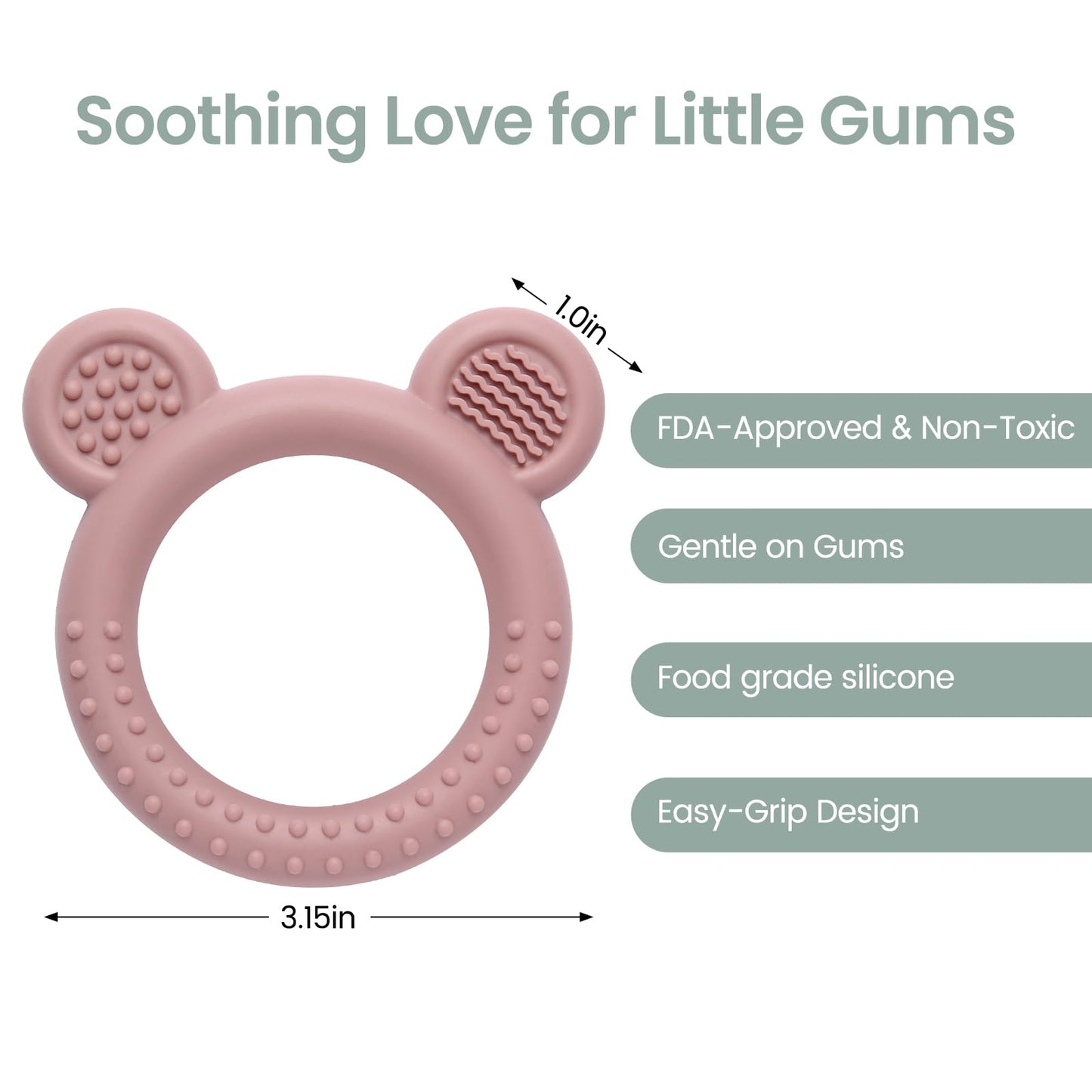 Eascrozn Baby Teething Toys 3-6 Months, Teethers for Babies 6-12 Months, Silicone Teething Ring Toys Easy to Grasp, Teething Relief for Baby Infant Toys, BPA Free