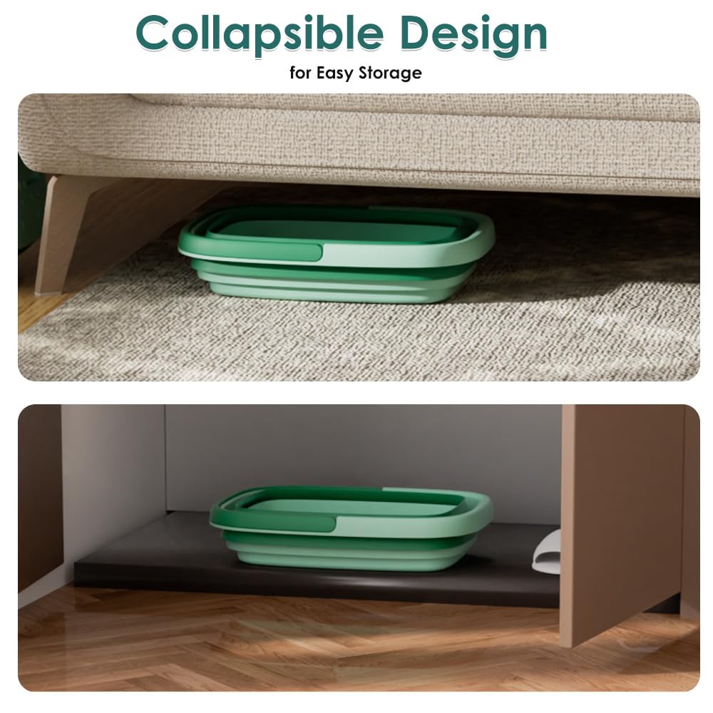 Collapsible Foot Bath Basin for Soaking Feet,Pedicure Foot Spa, Foot Tub with Handles and Massage Acupoint,Multifunction Collapsible feeting Soak Tub-Green