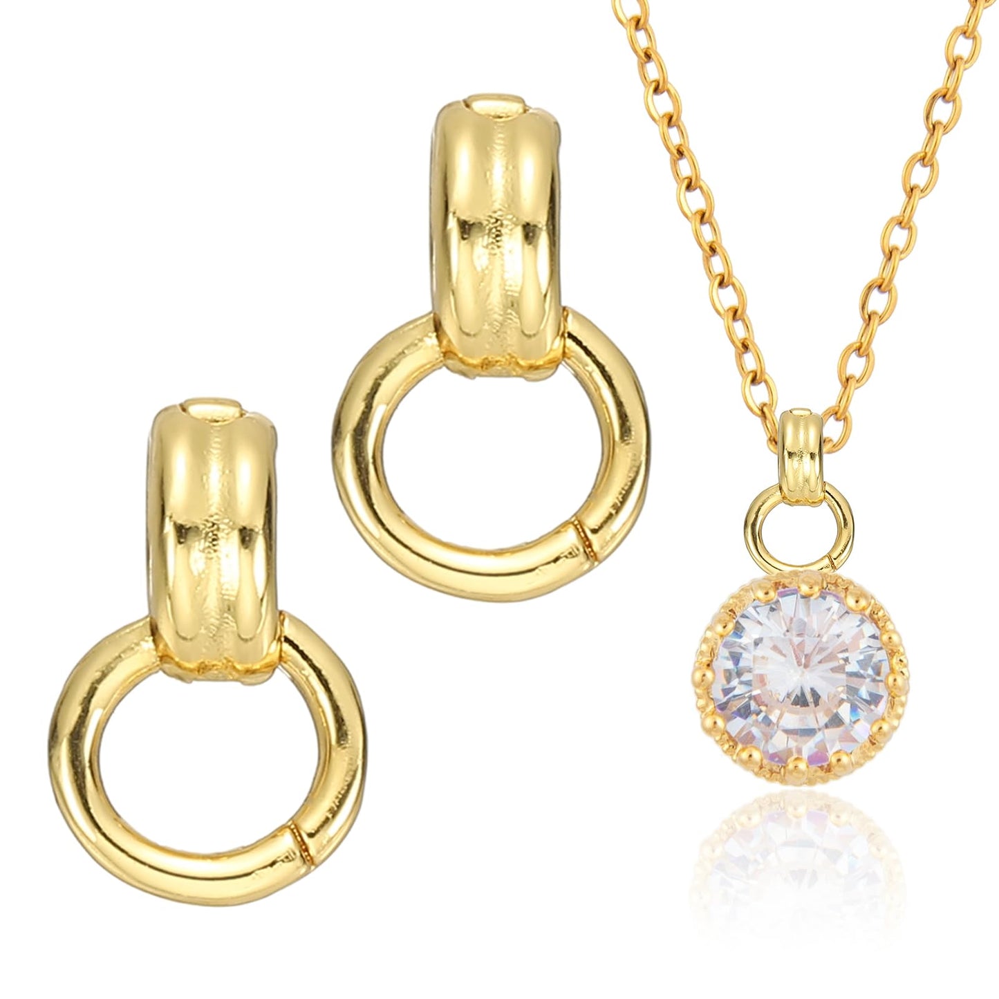 PATIKIL 2 Pcs Bails for Jewelry Making, 14.5mm Pendant Bail Connector Double Bail Clasps for Bracelet Necklace Pendants Dangle Charm DIY Craft, Gold