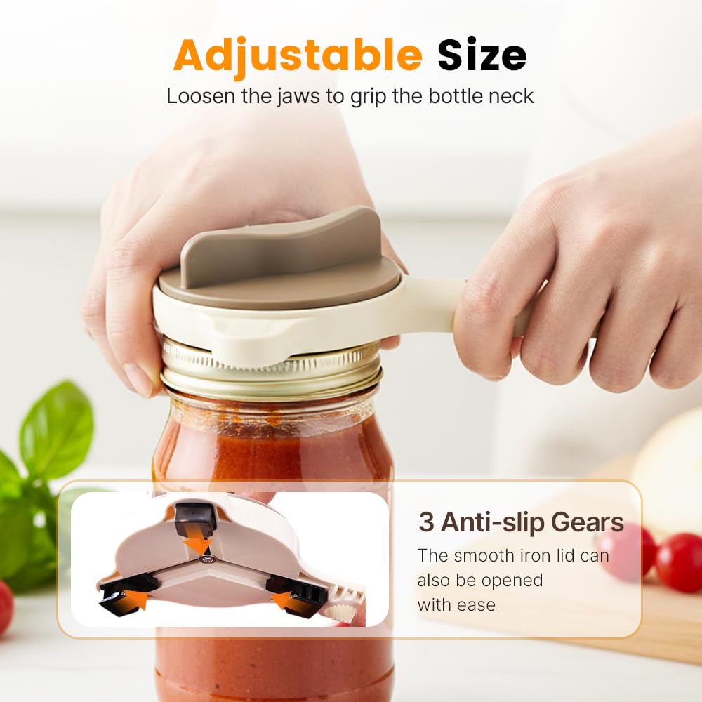 4 in 1 Multi-Purpose Jar Opener, Adjustable Three Claw Bottle Opener with Non Slip Teeth, Multi Kitchen Tool for weak hands and seniors Sufferers, Fits Kitchen Jars, Bottles and Cans (1 PCS)