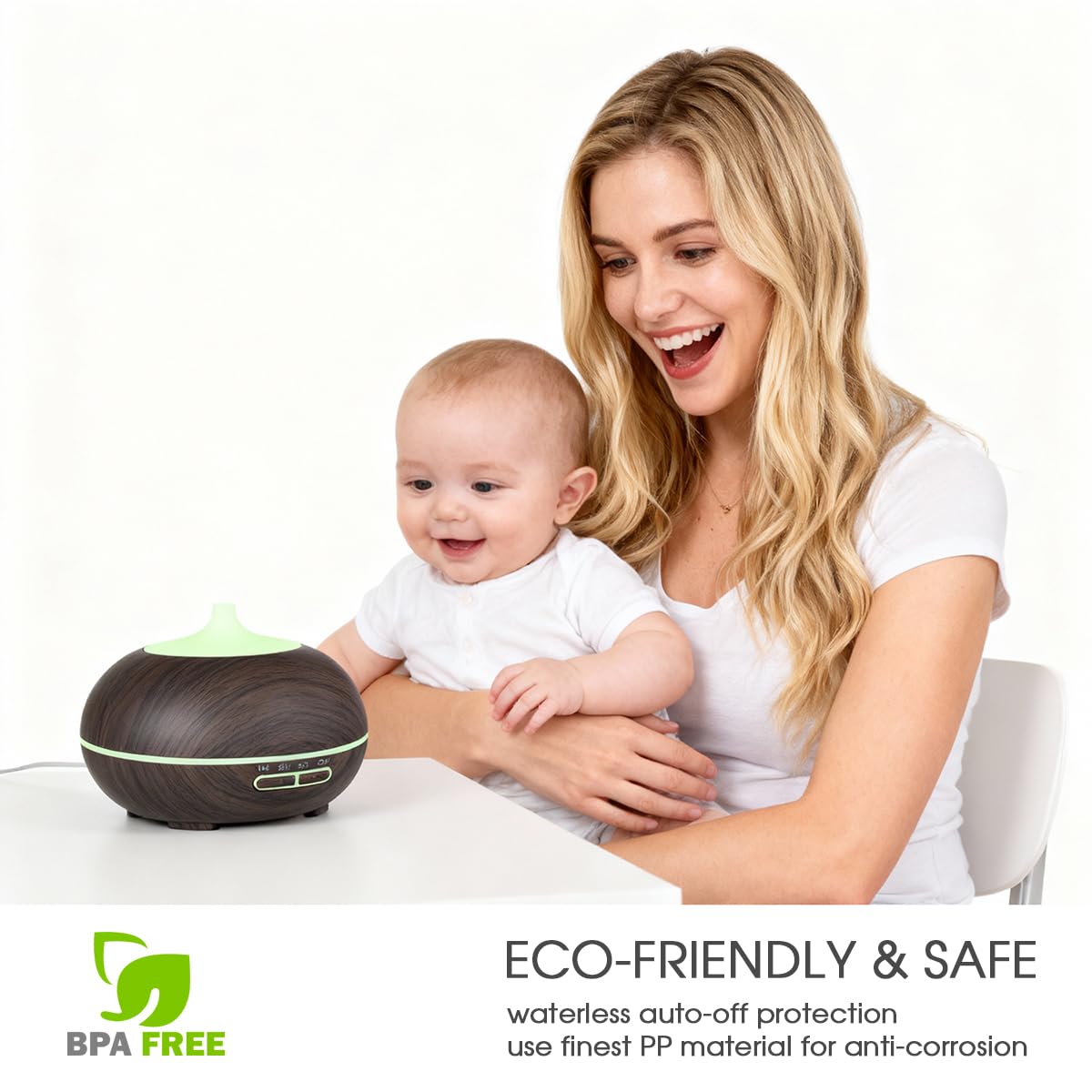 550ml Large Capacity Essential Oil Diffuser with 6 Essential Oil Set, Aromatherapy Ultrasonic Air Humidifier with Timer Setting, 7 Color LED Night Light and Waterless Auto-Off Functions for Home, Spa
