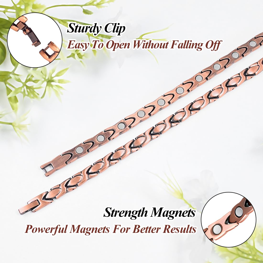 Vicmag Copper Bracelet for Women Ultra Strength Magnetic Bracelets with Effective Magnets 99.9% Pure Copper Jewelry Present with Adjustment Tool