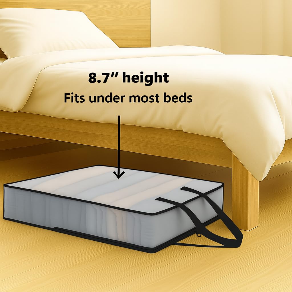 2 Pack Clear Storage Bags with Zipper and Handles – Blanket Bags for Closet Storage, Moving & College Packing – Underbed Organizer for Clothes, Pillows, Bedding, Christmas Wreaths