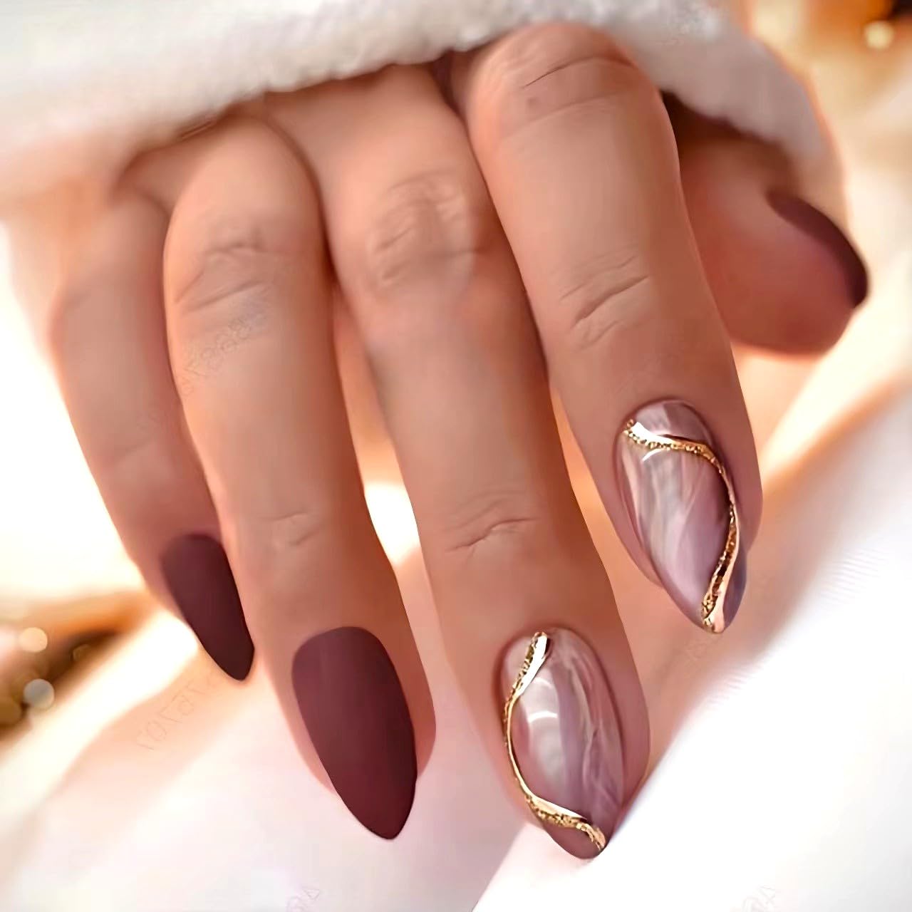 24 Pcs Press On Nails Short, Soft Gel Fake Nails, Glossy, Durable & Reusable, Easy to Apply Glue On Nails for Women By Bows And Knots