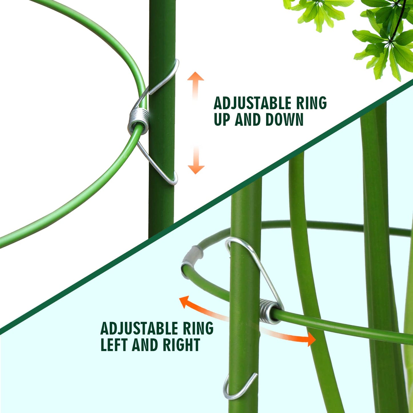 LEOBRO 4 PCS Metal Plant Cages, Tomato Cages, Metal Garden Plant Supports, Plant Trellis, Plant Stakes for Tomato, Climbing Plant, Flower, Seedlings, 17.7" High, 7.1"/7.87"/8.66" Inner Diameter
