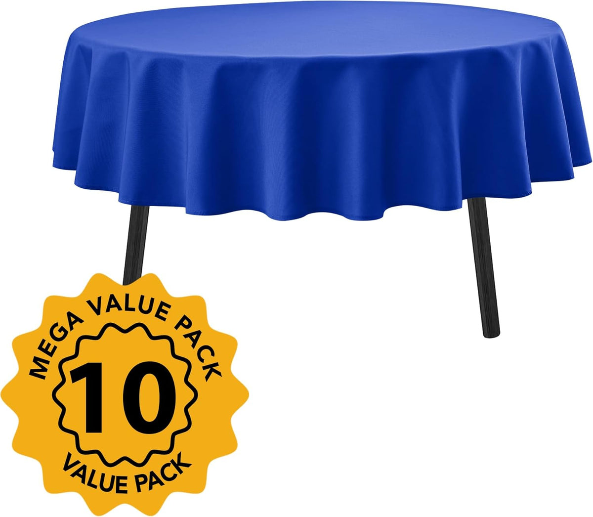10-Pack Royal Blue Round Tablecloths, 90 Inches, Stain-Resistant Polyester for 4-5 Ft Round Tables - Washable Table Covers for Weddings, Banquets, Birthday Parties, Events