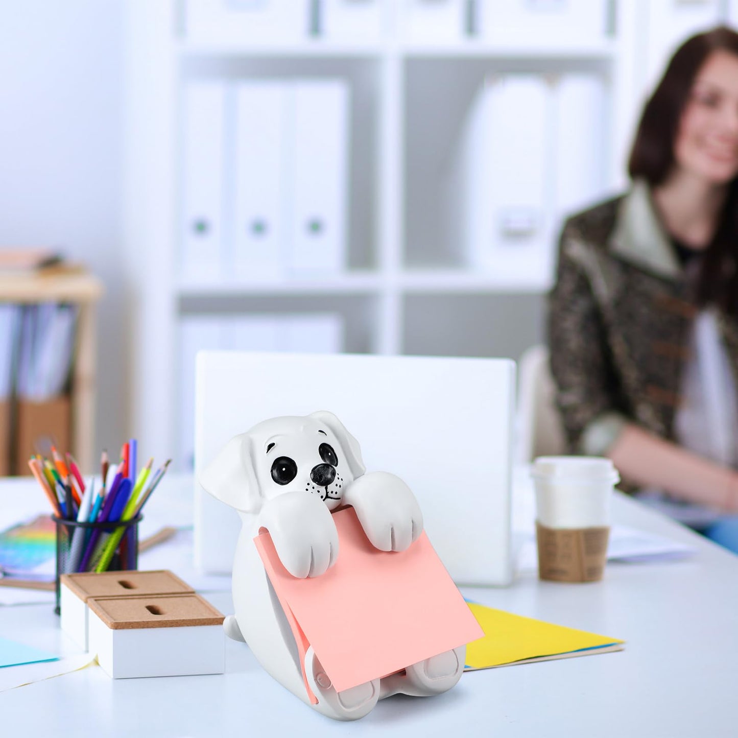 Chunful 3pcs Pop-up Note Dispenser Set Include Resign Dog Note Dispenser, 2 Pcs 3 x 3 Sticky for Office Desk Accessories