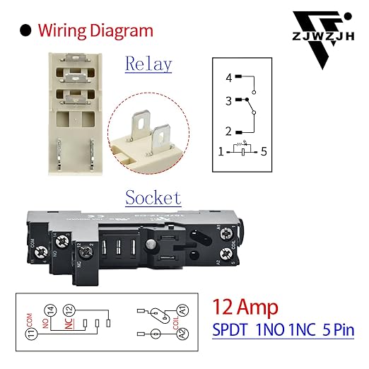 6 Pcs 24VAC Relay Electromagnetic Power Relay 12 Amp 5Pins SPDT 1NO 1NC with Test Button, Indicator Light Module and Socket Base