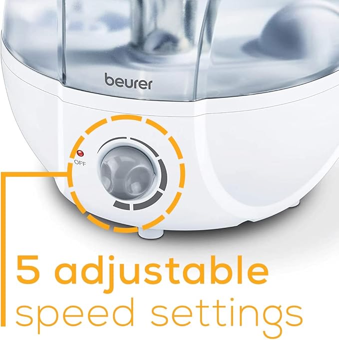 Beurer LB27 Ultrasonic Air 0.8 Gallon Tank, Auto Shut-Off, Baby Kids Vaporizer Cool Mist Filter Free Silent, Humidifier