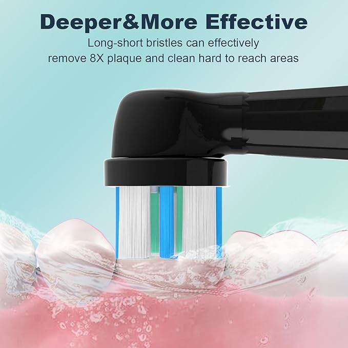 8PCS iO Replacement Heads Compatible with Oral B iO Electric Toothbrush,Compatible with Oral B iO Series 2/3/4/5/6/7/8/9/10,Premium Bristles for Deep Cleaning&Gentle Care,Black