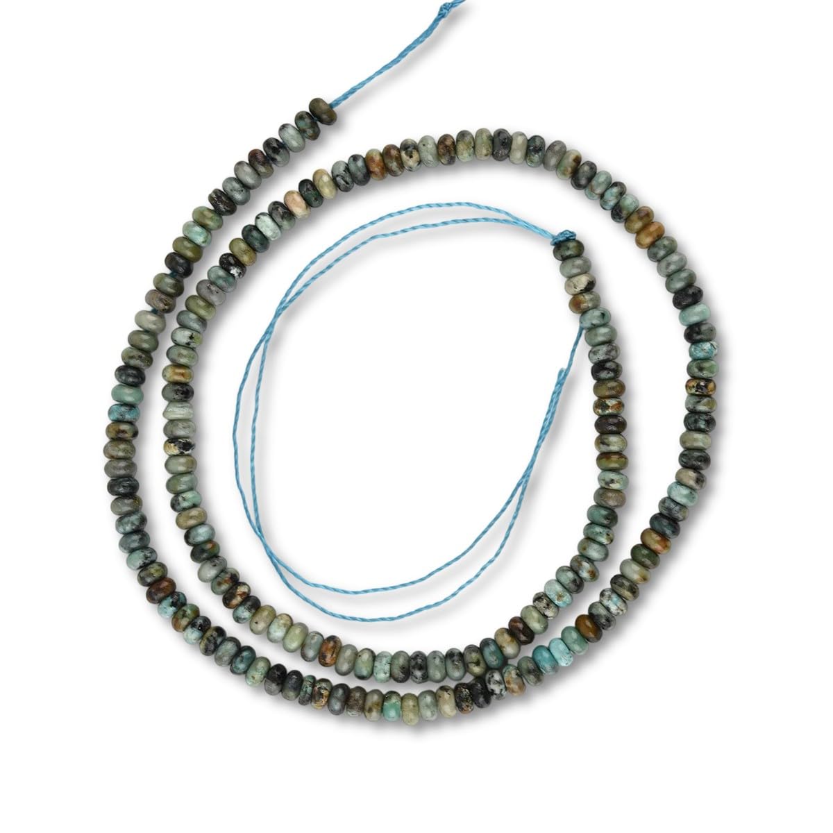 160pcs 4x2mm Natural African Turquoise Disk Rondelle Spacer Semi Precious Gemstone Loose Stone Beads for Jewelry Making 15 Inch