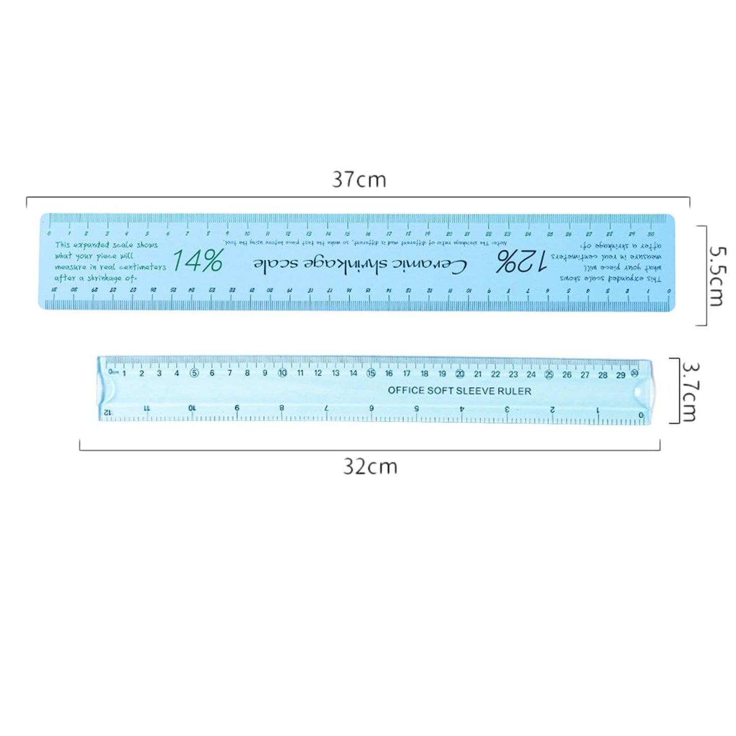 Nishiyuenyi Ceramic Shrinkage Scale Ruler, Ceramic Measuring Ruler, with Standard Ruler, for Pottery Lovers Clay Sculpture Pottery Tools