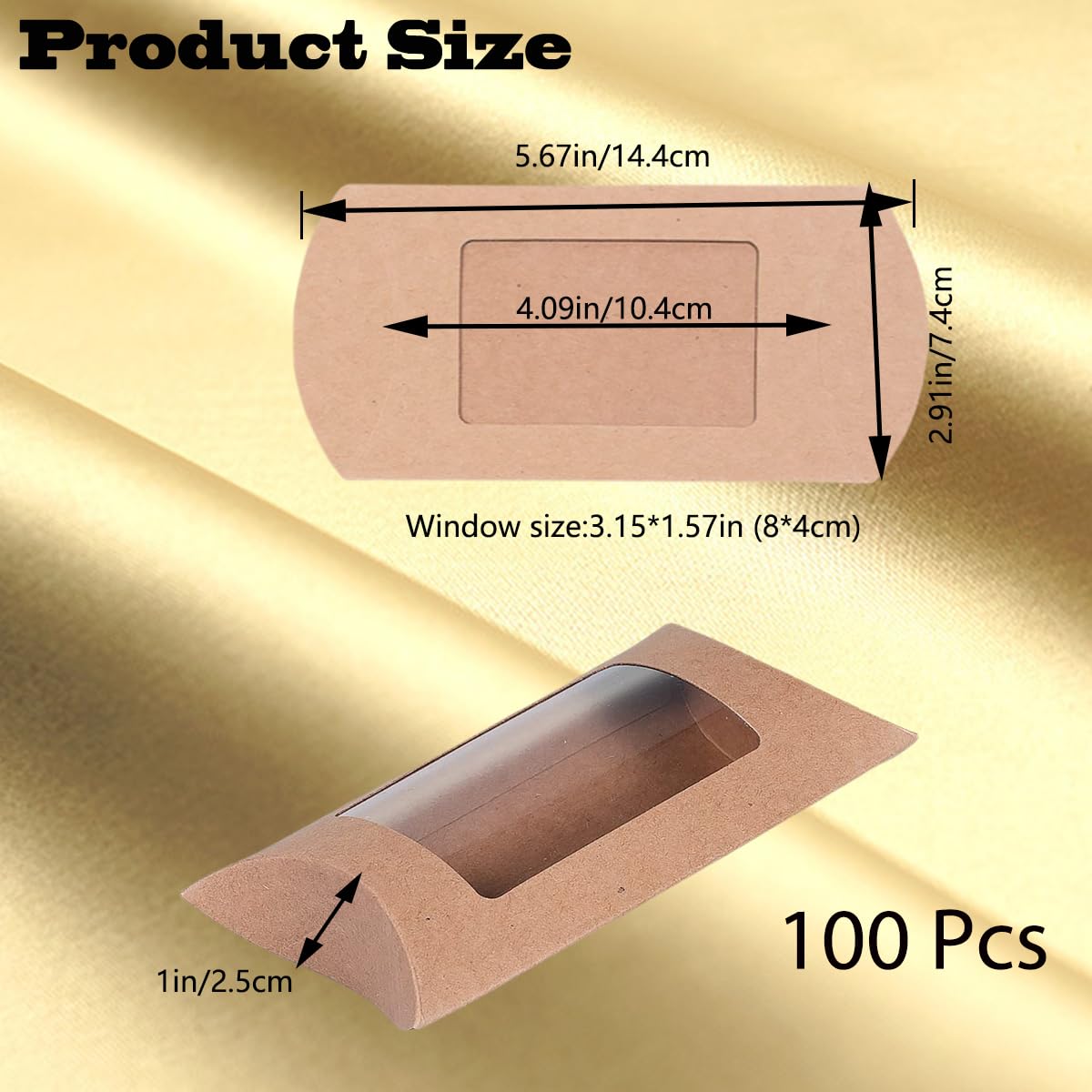 100 Pcs Pillow Gift Boxes with Windows,Kraft Paper Mini Pillow Packaging Box, Creative Favor Box Folding Treat Boxes with Clear Window for Bakery Candy Chocolate Jewelry Display Wedding Party Favor (kraft 100Pcs)