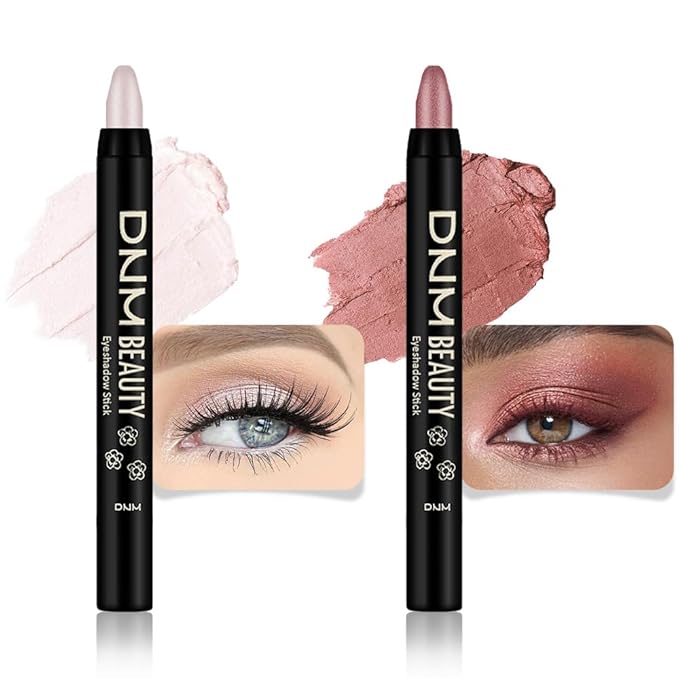 evpct 2Pcs Cream Eye Shadow Brightener Sticks Set for Eyes, Caramel Matte Pencil Eye shadow Applicator Stick Pen Palette Makeup Waterproof sombras en crema para ojos 18 + 27