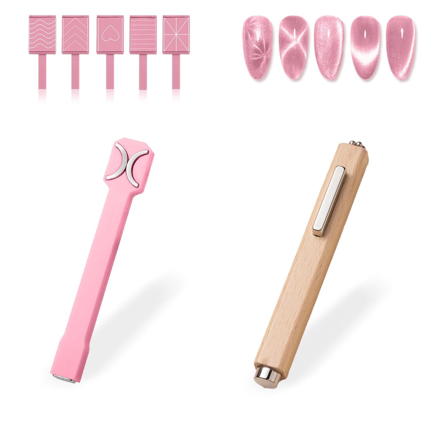 3 in 1 Nail Magnet Tool 7Pcs Cat Eye 3D Nails Art Cat Eye Gel Nail Polish Magnet Multi-Function Nail Magnet Stripe Cat Eye Gel Nail Polish Magnetic Wood Tools for Nail Salon DIY