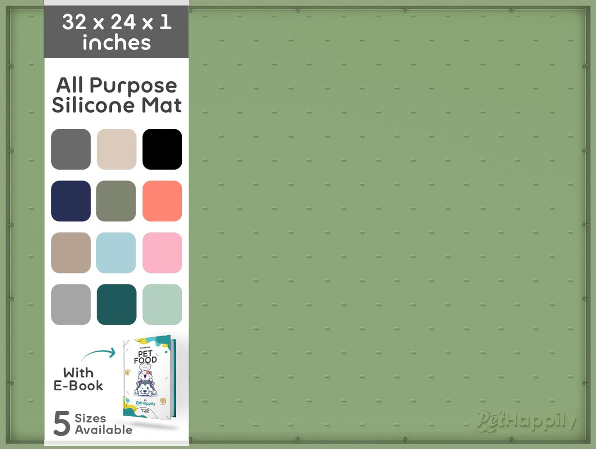 PetHappily Dog Food Mat - Raised Edges Dogs Mat for Food and Water Prevent Spill, Waterproof Cat Food Mats Protect Floors, Easy Clean Dog Bowl Mats for Food and Water, Silicone Pet Food Tray