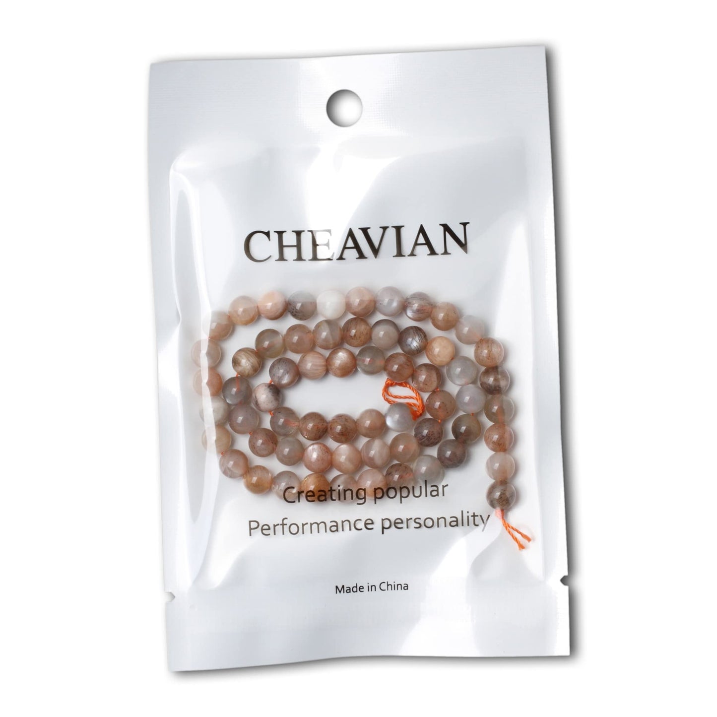 CHEAVIAN 60PCS 6mm Natural Orange Moonstone Gemstone Round Loose Beads for DIY Bracelet Necklace Earrings Jewelry Making 1 String 15 Inches