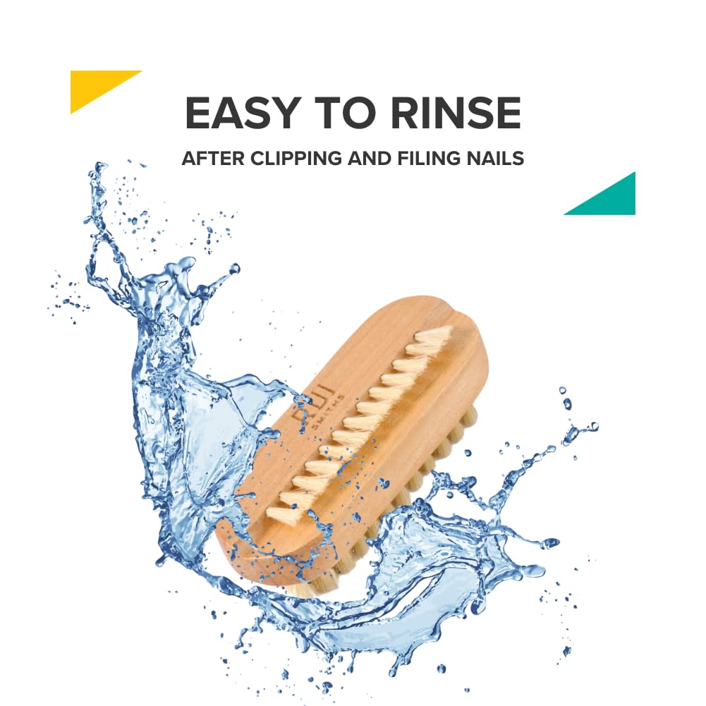 Rui Smiths CarbonConscious Wooden Nail Cleaning Brush with 2-Sided Bristles for Manicure and Pedicure Grooming | Made with Wood and Pig Bristles