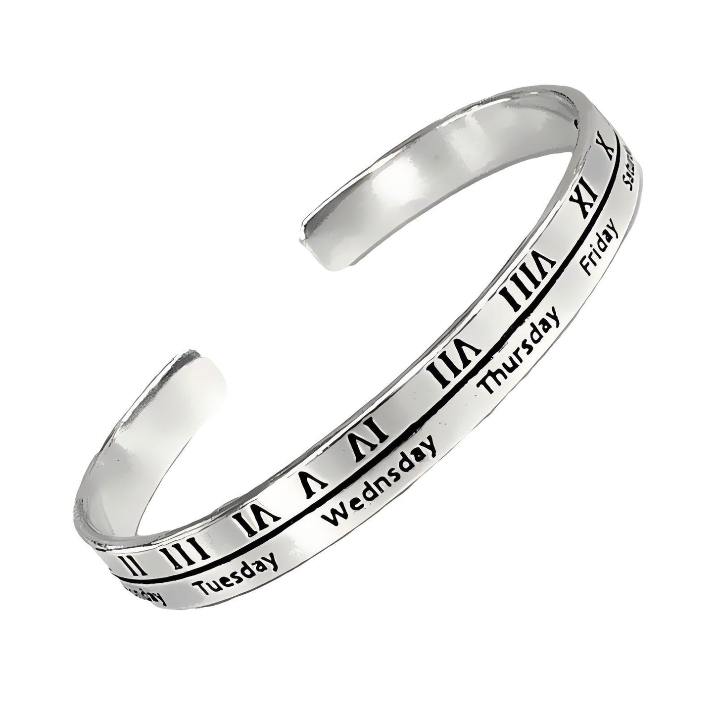 Handmade 925 Sterling Silver Bangle Bracelet For Women Men Wide Band Chunky Bangle Roman Numeral Cuff Bracelets Open Adjustable Bangle For Women Stackable Wrap Bangle Silver Cuff Bangles For Men