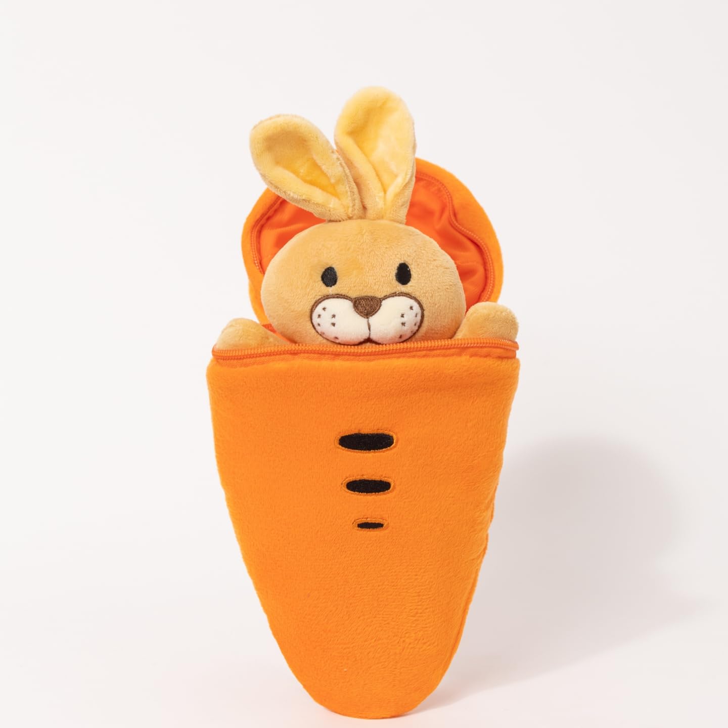 unsnurnoch Carrot Plush Toy with Bunny Inside 11" - Interactive Zipper Design, Rabbit Stuffed Animal, Cute Easter Gift & Home Decor, Soft Bunny Stuffed Animal for Kids & Collectors