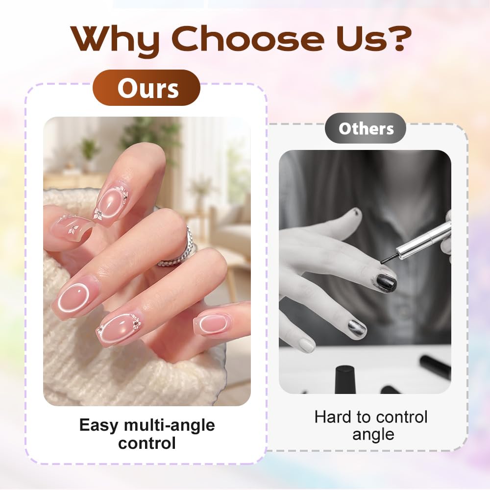 2026 New Ring-Shaped Cat Eye Magnet for Nails,Circular Magnet & Two Tip Scissor Tool for Cat Eye Gel Polish, Home DIY, Beginners & Nail Artists (3 Ring + 3 French magnet)