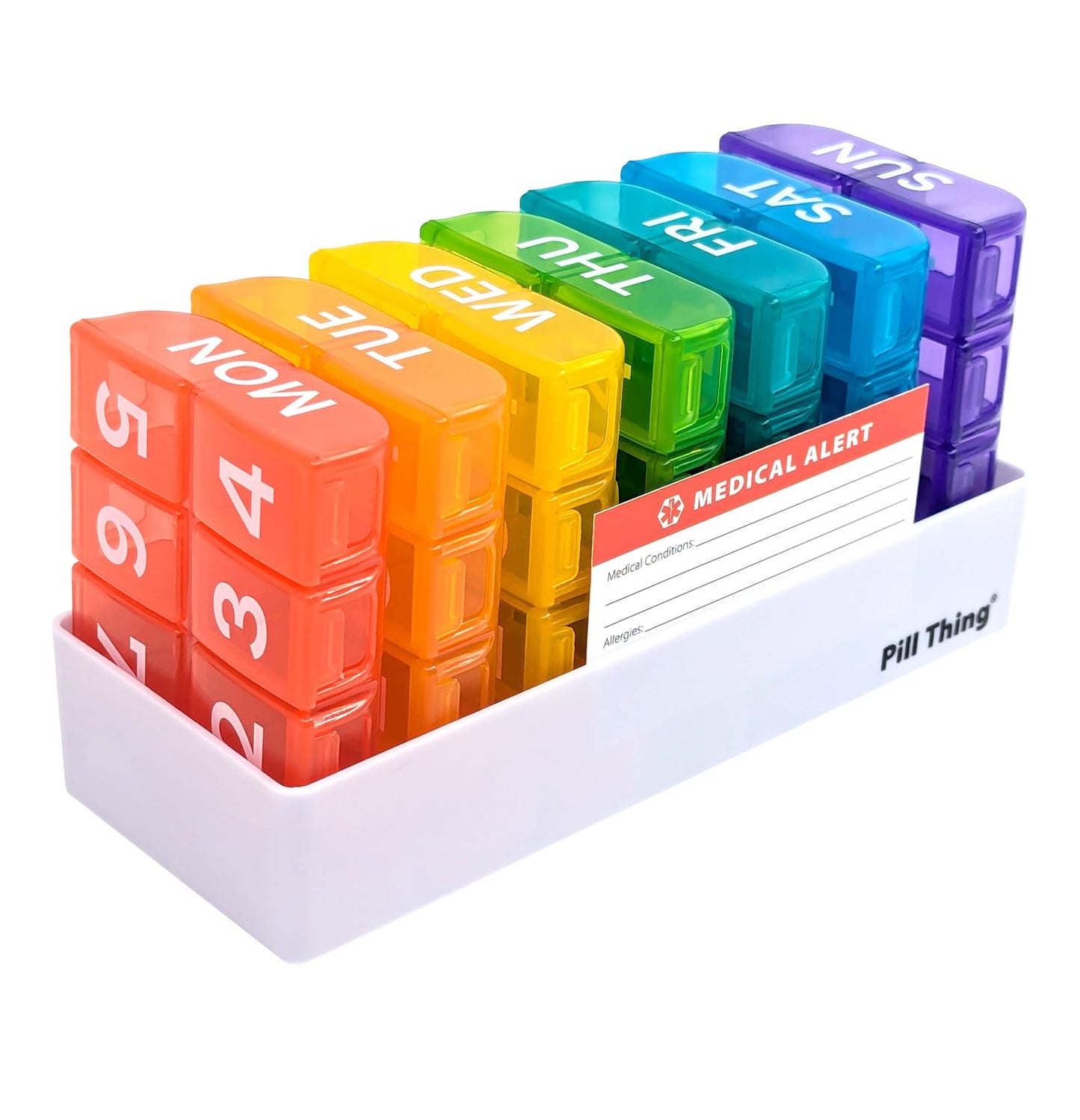 8 Times a Day, 7 Day Large Weekly Pill Organizer with Holder Tray, Vitamin, Medicine Box, Multicolor (8X a Day - 1 Pack)