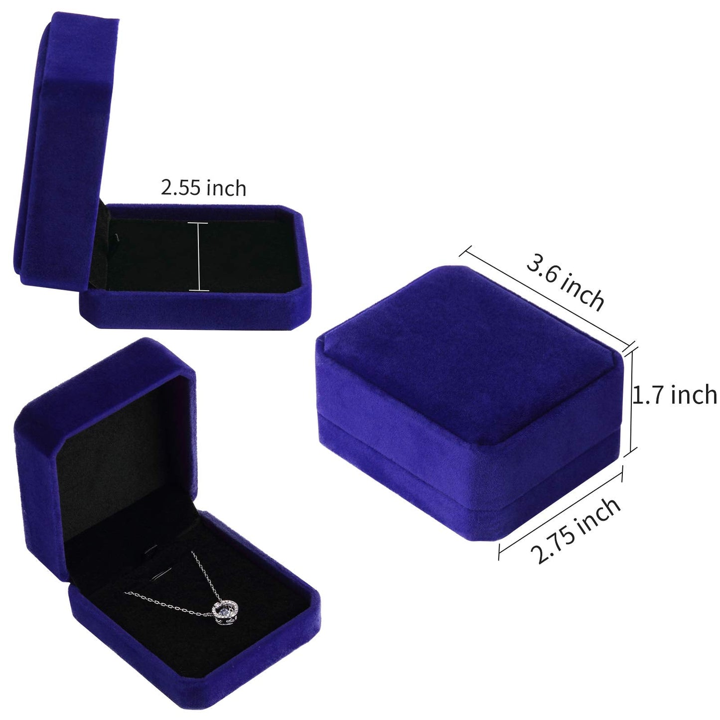 Lamoutor Velvet Gift Box Jewelry Gift Box for Necklace Bracelet Ring Stud Earrings for Wedding Proposal